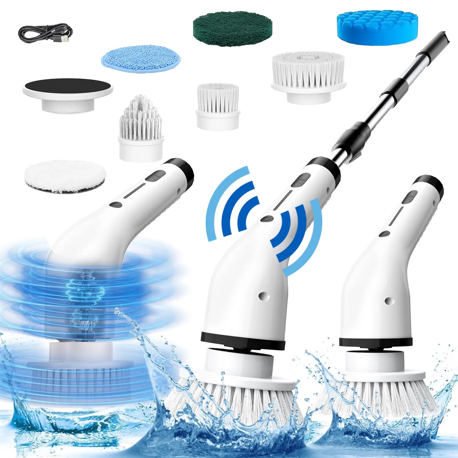 Cordless Electric Spin Scrubber, IPX7 Waterproof Multi-Surface Cleaning Brush